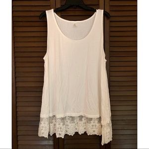 NWOT White Lace Trimmed Tank Top